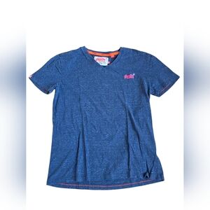 SuperDry Orange Label Vintage Embroidery T-shirt Heathered Navy Size S